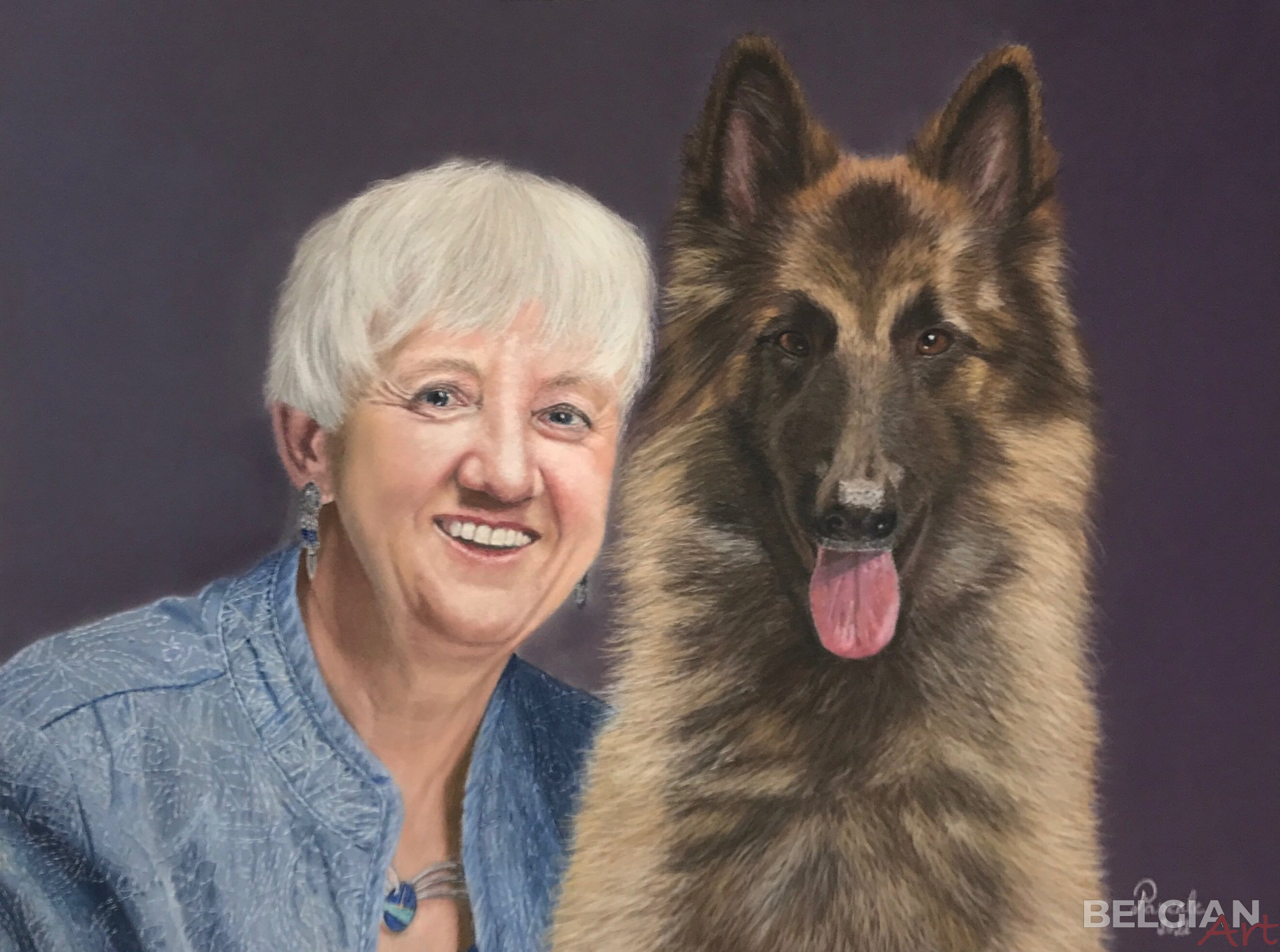Portrait of a Tervueren with owner