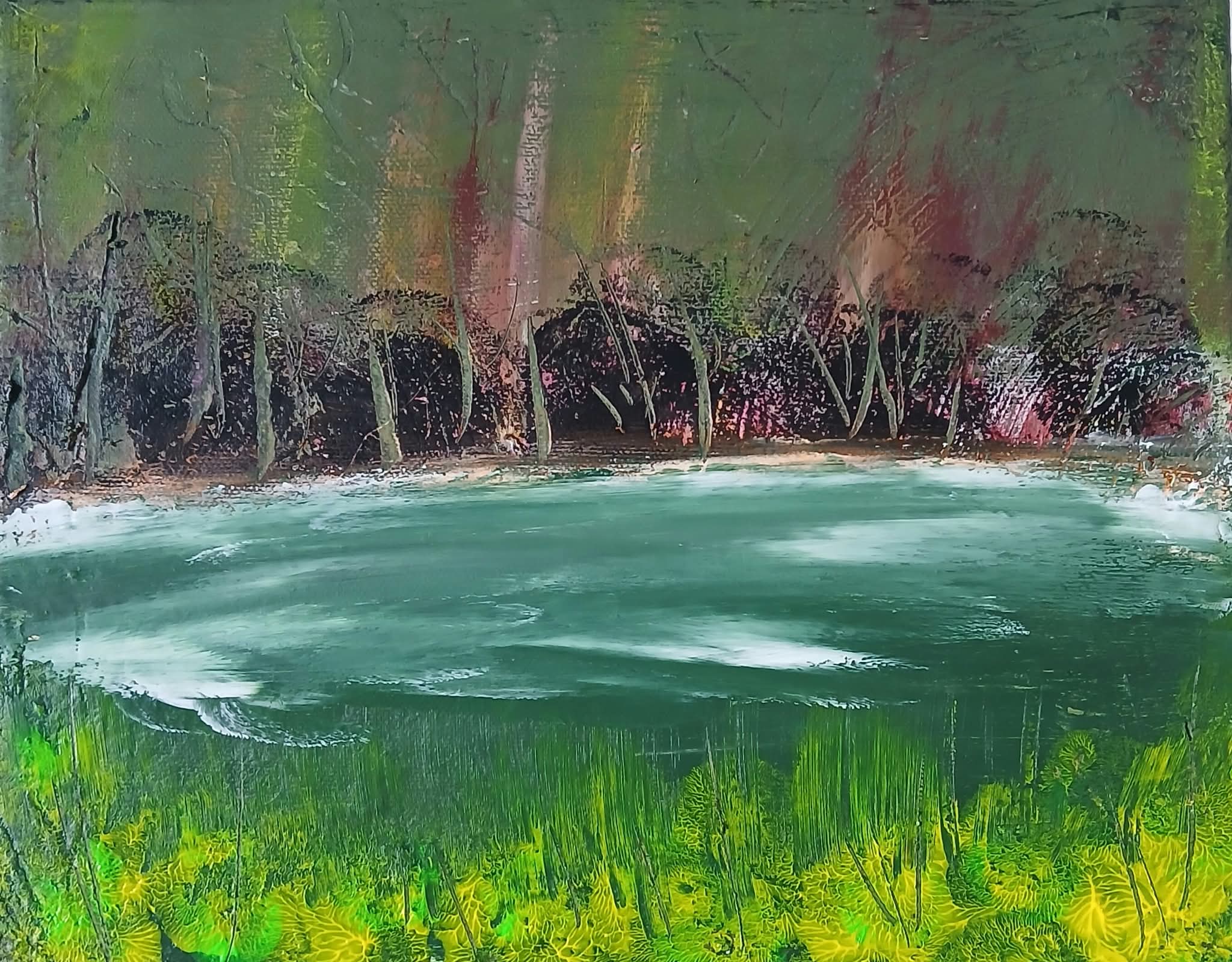 Abstract Forest Landscape with Turquoise